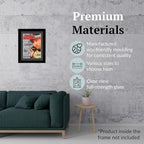 Creative Picture Frames 8.5 x 11.25 Magazine Frame with Full-Strength Glass, Holds Up To A 1/4" Thick Media with Installed Hangers for Easy Mounting, 11x14 Manhattan Black Frame with Black Mat