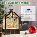 Christmas Snow Globes Musical Lantern Snow Globe Santa Clause Reindeer Sleigh Water Snow Globe Glittering Portable Hanging Tabletop Decorative Lantern Christmas Home Décor