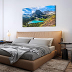 Mountain Canvas Wall Art Teal Saint Mary Lake Landscape Wall Decor Glacier National Park Canvas Poster Modern Nature Scenic Painting Artwork for Living Room Bedroom Office Home Decorations 24x48"