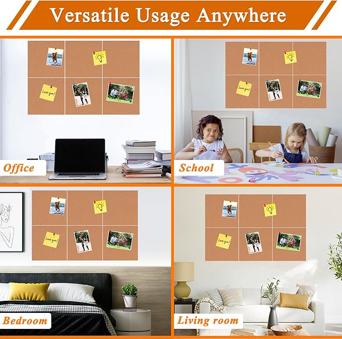 Square Felt Cork Bulletin Board Tiles, Self Adhesive DIY Felt Pin Board for Wall 30" x 20" with 35 Pushpins for Office School Home Wall Decor Stickers Memos Photos Display (Deep Camel)