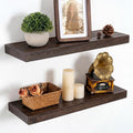 Marsmiles 20 inch Floating Shelves for Wall Solid Elm Wood Shelves|Rustic Wall Shelves with Heavy-Duty Invisible Bracket for Bathroom Living Room Kitchen|Walnut, 2 Pack