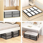 Wisuce Bamboo Under Bed Storage Containers- Underbed Organizer with Wheels with Large Dust Bag,Sturdy Wood Rolling Under the Bed Shoe Storage Organizer Drawer 2 Packs (Black, Long)