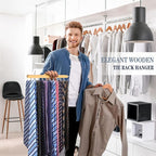 Tie Rack Hanger for Closet Fitnice Upgraded Non Slip Tie Holder Organizer Space Saving with 20 Foldable Hooks Wooden Belt Hanger for Tank Tops Bras Cami Scarves
