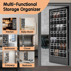 35 Compartment Over The Door Storage - Breathable Mesh Hanging Organizer with Large Pockets, Space Saving Design for Men & Women's Footwear, Closet, Bedroom- Black (Black, 35-Pocket)