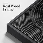 Framed Square Black Tree Ring Abstract Wall Art, Modern Nature Canvas Prints, Contemporary Black Minimalist Tree Lines Pictures for Living Room Bedroom Dining Room Hallway Office Wall Decor 24x24 In