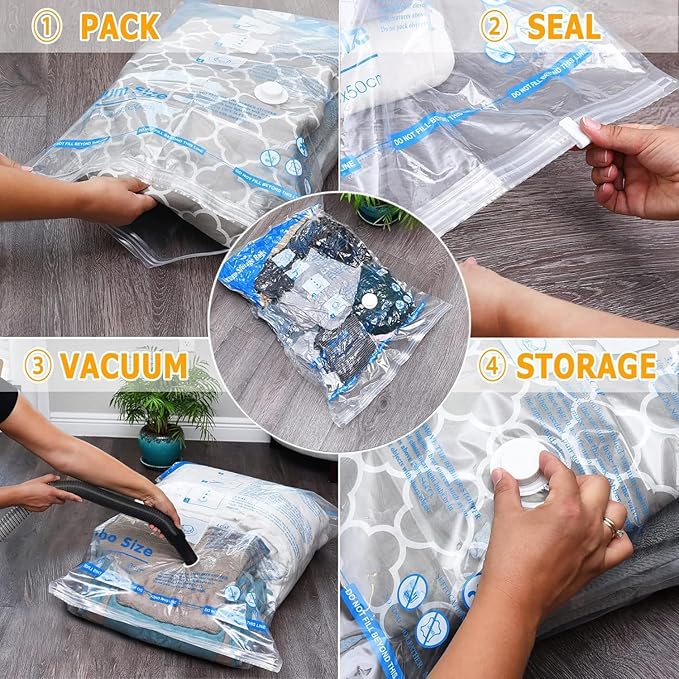 MEIQIHOME Vacuum Storage Bags, Space Saver Sealer Bags,Vacuum seal bags for clothing, Pillows, Comforters, Blankets, Bedding,18 COMBO