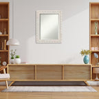 Amanti Art White Wall Mirror 30x24 Opera Off White Rectangle Bathroom Mirror for Wall Decor Living Room, Medium Traditional Wood Frame, Hangs Horizonally and Vertically, Bathroom Decor, Beveled Edge