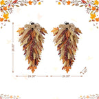 Glitzhome 2 Pcs 28'' Artificial Fall Teardrop Swags, Autumn Harvest Multi-Colored Sorghum Door Swag, Hanging Flower Wreath for Thanksgiving Fall Front Door Window Wall Decor