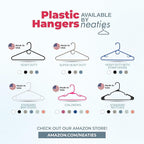 Neaties Plastic Hangers 150 Pack – Made in The USA – 6lb Capacity Standard Clothes Hangers with Strap Hooks for Dresses, Lingerie, Shirts, Pants, and Jackets – Pink