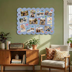 Scalloped Felt Board 36x24 Inches - Self-Adhesive Foldable, with 30 Pushpins, Cork Board Alternative - Decorative Pin Board for Wall, Home, Office & School (Light Blue, 36"x 24")