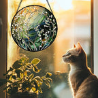 Stained Glass Suncatcher, Yellow Green Gradient Flower Sun Catcher Plants Stain Glass Window Hanging Decoration Mother's Day Birthday Gifts for Women Men Mom and Nana 7.8 in