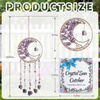 Dream Catchers Tree of Life Dream Catcher Amethyst Crystal Dreamcatcher Wall Decor with Healing Crystal Stone & Fluorite Wall Art Hanging for Bedroom Home Decor Bless Gift Wedding Garden-Purple