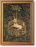 VIYYIEA Vintage Gold Framed Wall Art for Living Room, Unicorn Canvas Prints Home Decor, Oil Painting Picture, Bedroom Wall Decor Gifts for Friends or Family -【The Unicorn in Captivity】-(16L x 12W)
