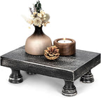 EOSAHR Stylish Pine Wood Risers for Decor for Kitchen Sink & Small Vanity - Risers Display Stands for Home Decor - Chic Sponge Holder & Bathroom Organizer (Black, 8.5")