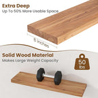 Floating Shelves for Wall Decor, 8" Deep Rustic Solid Elm Wood Floating Shelves Wall Mounted, Wall Shelves with Invisible Bracket for Living Room Bathroom Bedroom Kitchen, 30 Inch Set of 2, Natural
