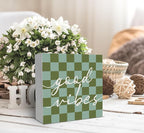 SRADMO Inspirational Wood Box Sign Desk Decor, Motivational Office Decor, Blue and Green Checkered Positive Theme Wooden Block Box Sign Decoration for Home Office Shelf Table Decorative Accessories