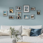 Vittanly 10 Pack Picture Frames Collage Wall Decor, Gallery Wall Frame Set for Wall or Tabletop Display, Engineered Wood and Shatter-resistant Plexiglass, Multi Sizes with 8x10, 5x7, 4x6 Frames, Grey