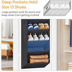 KIMBORA 10 Tier Over the Door Shoe Organizer with Large Pockets, Hanging Shoe Rack for Closet Door Storage, Fits 20 Pairs of Sneakers Boots Hanger Holder, Black
