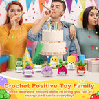 HunnmingRe 12 Pcs Cute Crochet Doll with Positive Card Soft Wool Animals Creative Knitting Dolls for Positive Support Inspirational Birthday Encouragement Gift(Vegetable Style)