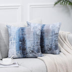 Blue and Grey Throw Pillow Cover Pack of 2, Abstract Art Gallery Modern Decorative Cushion Cover for Bedroom Sofa Living Room(22 x 22 Inch,Blue and Grey)