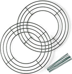 2-Pack 10 Inch Wire Wreath Frame – Round Metal Wreath Form with Ring Design for DIY Crafts, Floral Projects, and Home Decor – Dark Green Wire Frame
