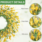 Artgar Front Door Wreath 26 Inch Spring/Summer Wreaths for Front Door, Front Door Wreaths for All Seasons for Indoor Outdoor Home Office Wall Window Wedding Farmhouse Decor (Yellow)