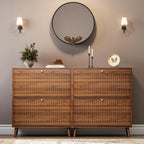 Nicetree Mid-Century Modern Slim Shoe Cabinet for Entryway, 9.45" Narrow Shoe Storage Cabinet with Architectural Arched Fluted Front, Entryway Shoe Storage with Adjustable Shelves,Classic Walnut