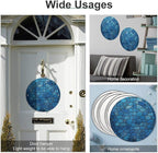 Wall Picture, with Blue Tile Pattern Printed Circular Iron Hanging Picture,Wall Art Decor,Home for Bedroom Living Room Bathroom Decor,Iron Painting 11.8X11.8 in