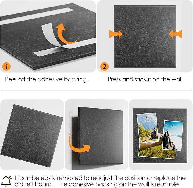 MaxGear Large Cork Board for Wall 48" x 36" Dark Gray Bulletin Board, 12 Pack Felt Wall Tiles with Pushpins, Cork Boards for Office Pin Board Tack Board for Photo Meno Decor