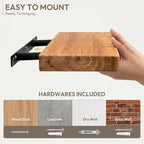 Marsmiles 36 inch Floating Shelves for Wall Solid Elm Wood Shelves|Rustic Wall Mounted Shelves with Heavy-Duty Invisible Bracket for Bathroom Living Room Kitchen|Rounded Edge Design|Natural, 2 Pack