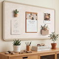 Bulletin Board, 48 x 36 inches Decorative Felt Board Foldable Photo Board Pin Boards, Cork Board Alternative for Walls, Office, Home, Classroom with Pushpins ＆ Small Storage Bag, Beige