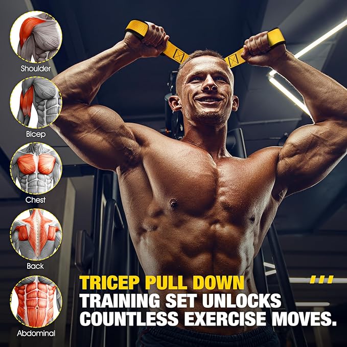 Resistance Bands with Handles, Exercise Bands with Door Anchor for Working Out, Home Gym Workout Equipment for Push Downs, Tricep, Biceps, Arms, Back, Chest, Abs, Shoulder Training