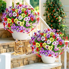 MARTINE MALL 12 Bundles Look Real Artificial Flowers for Outdoors, Realistic Fake Outdoor Flowers, UV Resistant Silk Pansy Flowers for Outside Faux Flowers Plants for Outdoor Porch, Four Mix Colors
