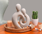 Quoowiit Ceramic Couple Sculptures for Home Decor, Abstract Lover Statue for Shelf, Office, Living Room, Bedroom Decorations - Anniversary, Valentine's Day, Birthday Gift (Grey)