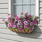 Fake Artificial Flowers for Outdoors Decoration,4 Bundles Silk Faux Spring Flowers with Plants Leave UV Resistant for Planter Front Door Porch Yard Patio Window Box Home Indoor Decor