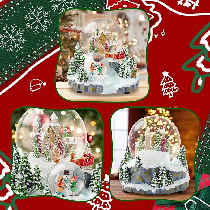 Snow Globe Pink Sofa/Dog and Cat Snowglobe with Music Birthday Party Decorations Creative Collectibles (SJQ-GS8031-120MM) (Castle)