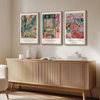 Framed Vintage Matisse Wall Art, Large Set of 3 Piece Colorful Canvas Artwork for Walls, Matisse Retro Landscape Paintings Prints Pictures for Living Room Bedroom Hallway Office Wall Decor 16x24