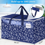 HomeHacks Moving Bags, Extra Large Size Moving Boxes, Heavy Duty Luggage Bags with Smooth Zipper and Sturdy Handles, Large Capacity & Easy Loading Storage Totes for Space Saver 100L, 8-Pack, Blue