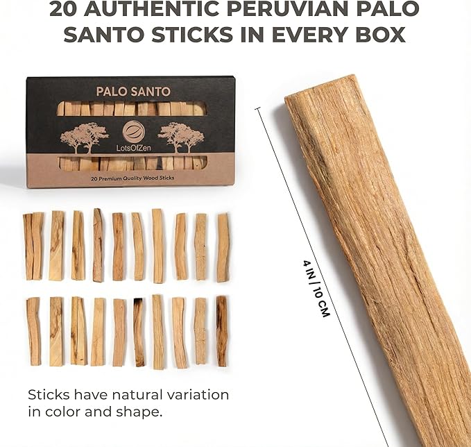 Palo Santo Sticks from Peru 20 Sticks, Large Pack - 100% Natural Spiritual Cleansing Palo Santo Smudge Sticks, Sustainably Hand Picked