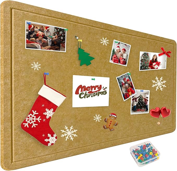 Large Bulletin Board - Foldable 36x48 Inches Cork Board Alternative with 20 Push Pins, 3' x 4' Self-Adhesive Felt Bulletin Board for Wall, Home Office Classroom Decor