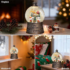 Christmas Snow Globes Lantern with Music, Winter Village Scene Snow Globes with Swirling Glitter Effects, USB/Battery Powered with 6-Hour Timer, Christmas Decorations