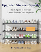 Kitsure Extra-Long Shoe Rack for Closet, Shoe Organizer for Front Door Entrance, Stackable Shoe Shelf, Detachable Closet Organizers and Storage, 39.0" Wide - 3 Tier, Black
