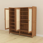 Upgraded Shoe Storage Cabinet,39 Pairs Rattan Shoe Cabinet Storage,8 Tier 45" Tall Large Shoe Cabinet,Boho Farmhouse Cabinet with Doors for Hallway Living Room Closet(47.2" W 8 Tier)