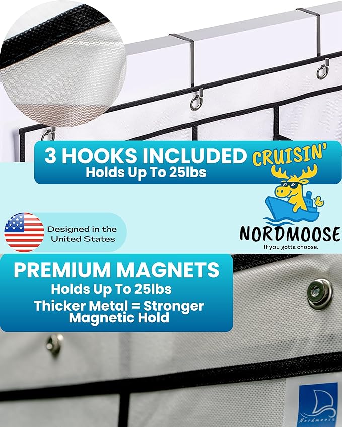 Cruise Ship Magnetic Door Organizer, Over The Door Organizer For Cruise Ships, Magnetic Shoe Rack - 3 Strong Anti-Scratch Magnets - Large Durable Pockets To Store Cruise Essentials 2026