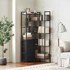 YATINEY Corner Bookshelf, 7 Tier L-Shaped Bookcase with 3 Drawers, Storage Corner Shelf, Freestanding Tall Display Shelf, Industrial Style, for Living Room, Home Office, Black SJ10BB