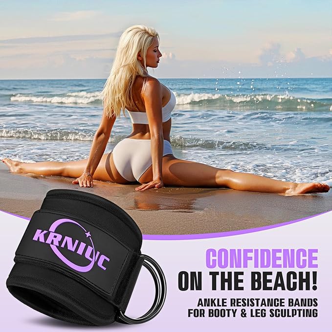 Ankle Resistance Bands with Cuffs, Resistance Bands for Working Out, Home Gym Workout Equipment for Women, Pilates Exercise, Hip, Leg, Glute Ankle Weights Training- Exercise Guides Included