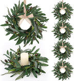 6 Pcs Artificial Summer Olive Wreaths Greenery Wreath Mini Green Kitchen Cabinet Wreaths Spring Wreath for Front Door Porch Wall Window Farmhouse Wedding Decoration