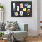AKTOP Black Cork Board Bulletin Board with Linen 18" X 24", Large Framed Corkboard for Wall, Hanging Pin Board Picture Board for Home Office Decor, Cute Vision Board with Pushpins