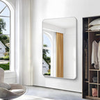 BONEWEI Silver Bathroom Mirror,60x36 inch Wall Mirror for Bathroom Wall Mounted,Rectangle Mirror for Bathroom Over Sink,Modern Frame Round Corner for Living Room,Bedroom Entryway,Horizontal/Vertical