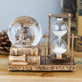 LED MusicCrystal Snow Globe， Sand Timer ，Hourglass,Home Decor,Table Decor for Living Room ，Office Desk Decorations[Brass Ferris Wheel]